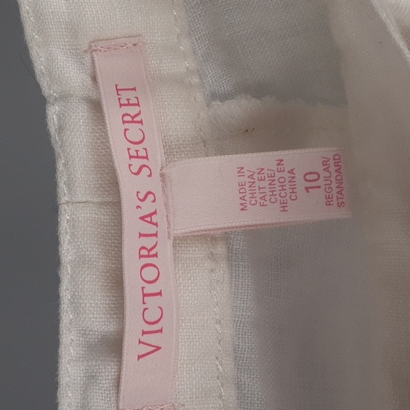 Victoria's Secret White Drawstring Wide Leg Linen Pants - Picture 4 of 11